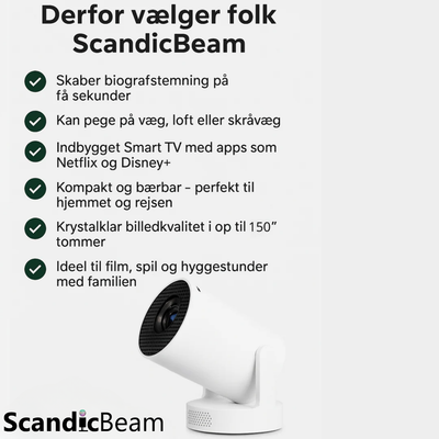 BEAM PROJEKTOR 2.0-WiFi & Bluetooth med 4K HD Support