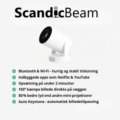 BEAM PROJEKTOR 2.0-WiFi & Bluetooth med 4K HD Support